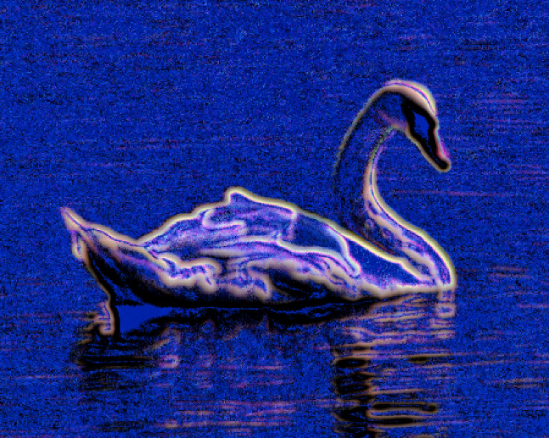  - Electric Swan - by Tony Karp - Techno-Impressionist Museum - Techno-Impressionism