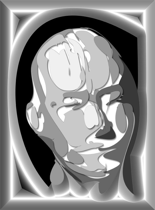  - Pinhead decoupage framed - by Tony Karp - Techno-Impressionist Museum - Techno-Impressionism